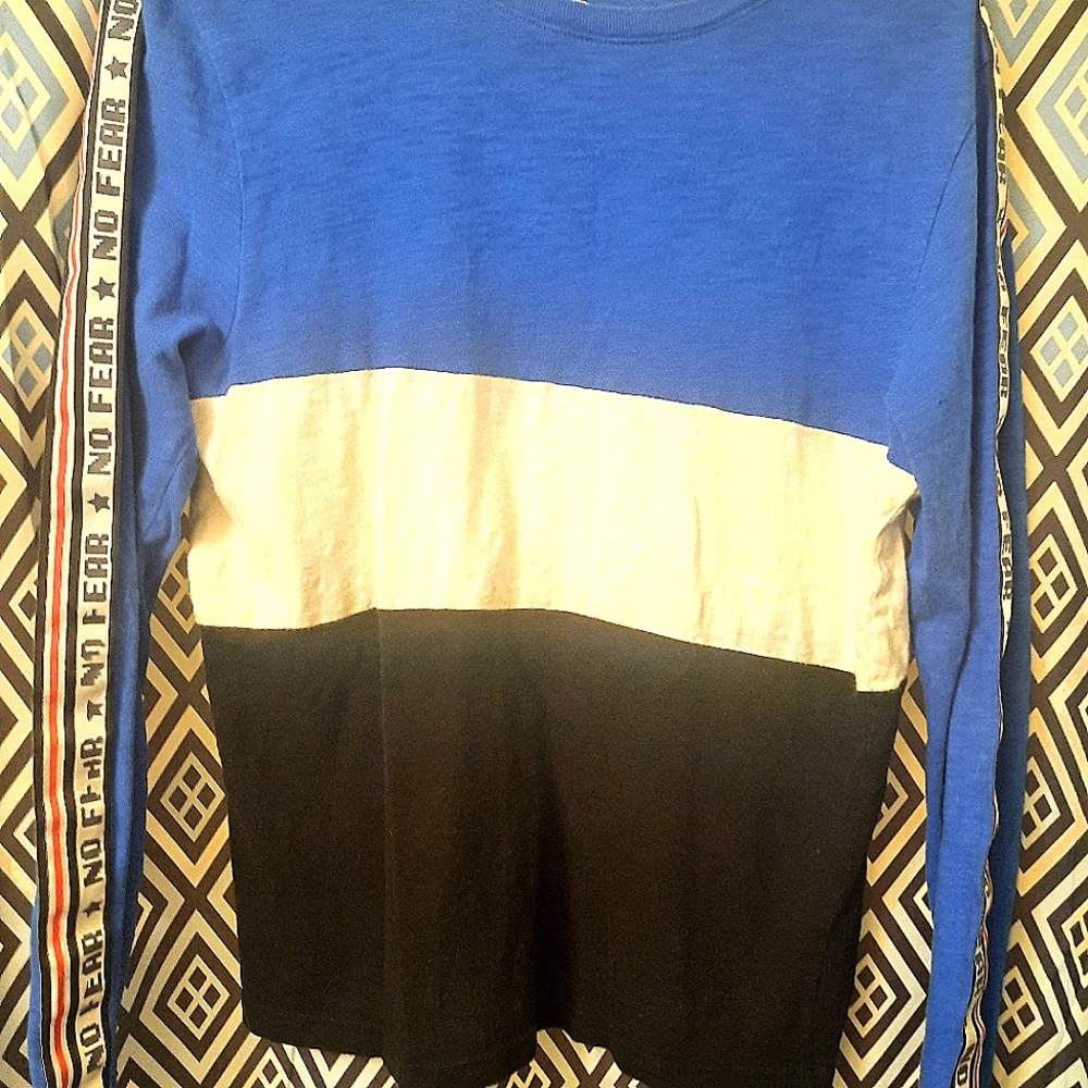Boys NO FEAR blue, black and white shirt set 14-16